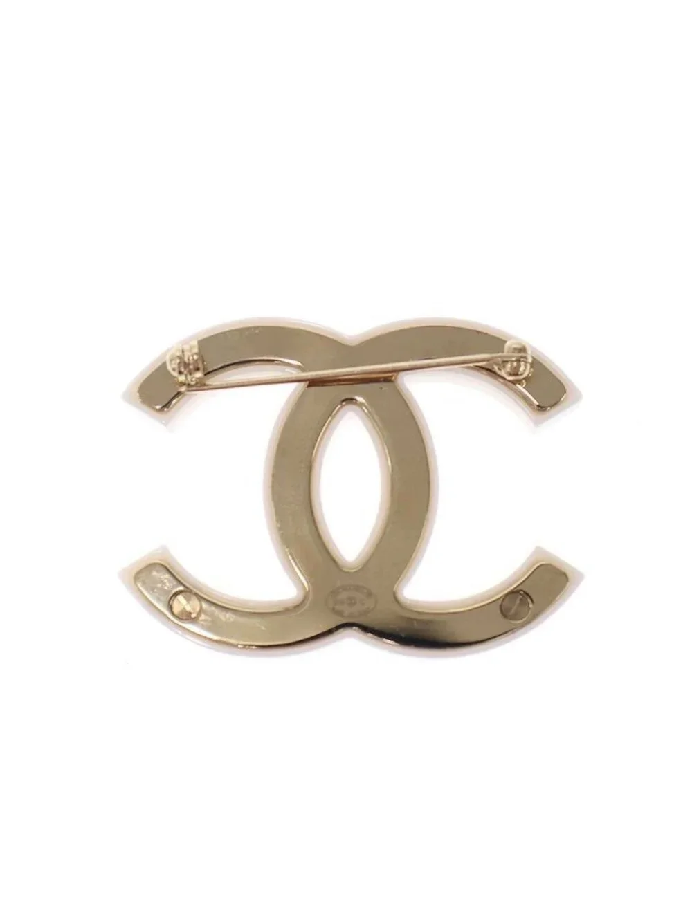 Chanel Resort la Pausa Rhinestone CC Logo Brooch 19 White